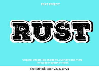 rust text effect editable design vector