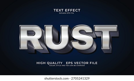 Texto ferrugem, estilo prata metálico efeito de texto editável