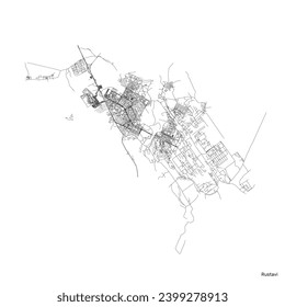 Rustavi city map with roads and streets, Georgia. Vector outline illustration.