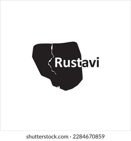 Rustavi map and black lettering design on white background
