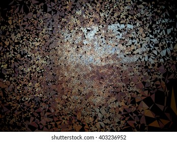 rust-colored polygon moldy on black background