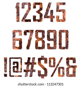 Rusted digits and symbols