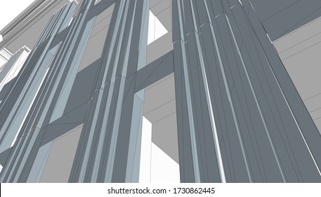 
rusted facade of a high-rise building, 3D visualization of space