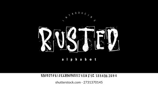 Rust Font es la nueva fuente de pantalla angustiada atrevida con texturas oxidadas y formas ásperas hechas a mano para diseños vintage e industriales arenosos.