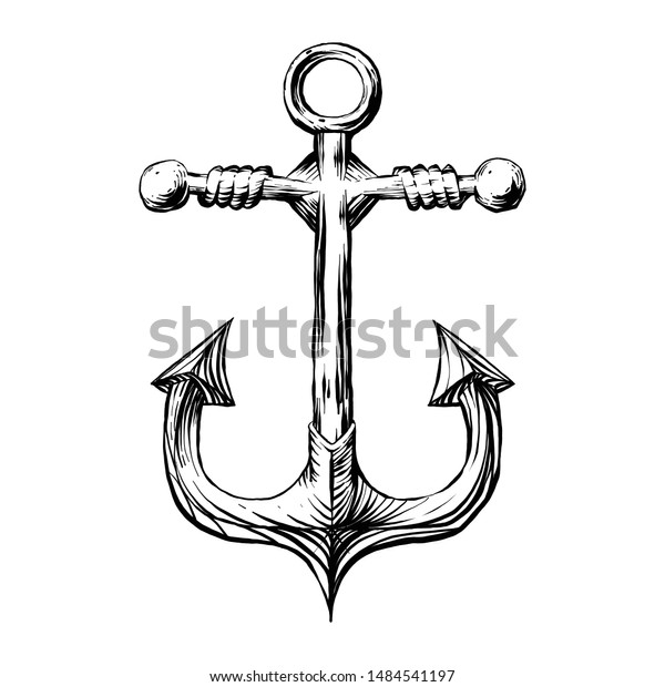 Vector De Stock Libre De Regalias Sobre O Ancla Texturada Con Guijarros Dibujada1484541197