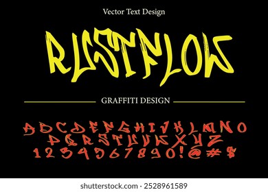 RustFlow Graffiti Font vector text design, Perfect For logo designing, graffiti art, vector illustration, typography, wall art, and Other projects. SHOTLISTseason. 