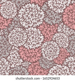 Rustic abstract flower heads texture. Vector seamless pattern.