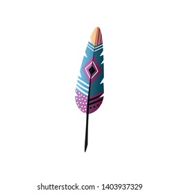 Rustic american colorful feather with ornamental square design
