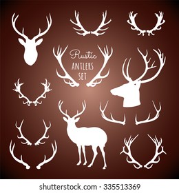 Rustic Antlers Set - silhouettes of rustic antler designs. 

