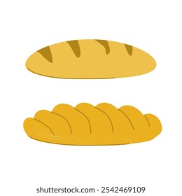 Rustic artisan bread loaves: simple and classic illustrations of two popular breads.