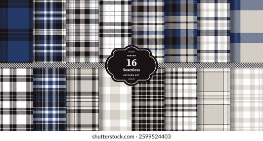 Rustic Auburn and Muted Coral Seamless Tartan Textile Design Set of 16