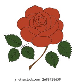 Rustic Autumn Rose Icon: Hand-Drawn Style for Fall and Vintage Design