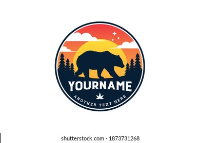 Rustic Badge Bear In The Mountain Logo Template