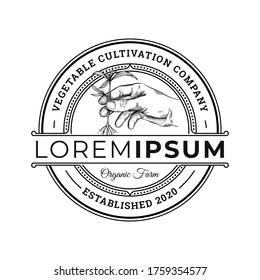 Vorlage für handgezeichnete Rustikal-Badge-Pflanzenkulturen Logo