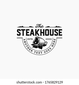 Rustikales Logo-Design des Steak House