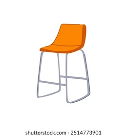Dibujos animados de taburete de bar rústico. Metal de madera, confort de cuero, estilo de taburete de bar rústico duradero. símbolo aislado Ilustración vectorial