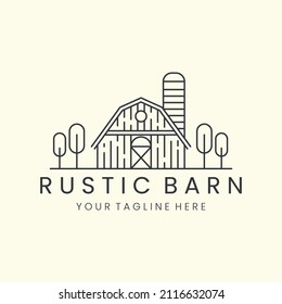 rustic barn chimney minimalist line art design icon illustration template design