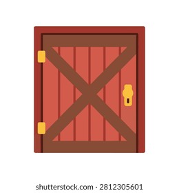 Rustic barn door with crossed wooden panels vector icon entrance building agriculture architecture exterior