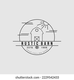 rustic barn line art logo vector illustration design