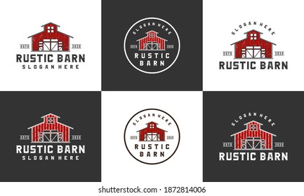 rustic barn logo design template with multi style collections