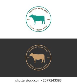 Rustic Black Angus Cow Cattle Farm Livestock for Beef Badge Emblem Label