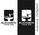 Rustic Blacksmith Forge Iron Anvil Foundry for Industrial Retro Workshop Logo Design. this design is perfect for handmade steel products creations