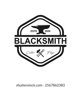 Rustic Blacksmith Forge Iron Anvil Foundry for Industrial Retro Workshop Logo Design. this design is perfect for handmade steel products creations