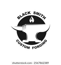 Rustic Blacksmith Forge Iron Anvil Foundry for Industrial Retro Workshop Logo Design. this design is perfect for handmade steel products creations