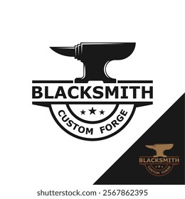 Rustic Blacksmith Forge Iron Anvil Foundry for Industrial Retro Workshop Logo Design. this design is perfect for handmade steel products creations