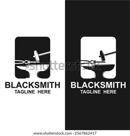 Rustic Blacksmith Forge Iron Anvil Foundry for Industrial Retro Workshop Logo Design. this design is perfect for handmade steel products creations