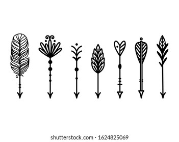 Rustic, boho arrows set vector