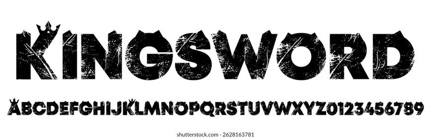 A Rustic Bold Alphabet with Unique and Modern Typeface on the White Background,Grunge Typeface, Vector Illustration