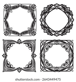 Rustic and Botanical Vintage Decorative Floral Border Vector Set Packs
