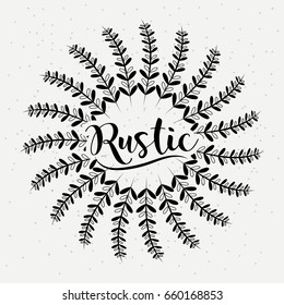 rustic branches with leaves design