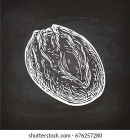 Rustic bread. Sketch with chalk on blackboard background. Hand drawn vector illustration. Retro style.