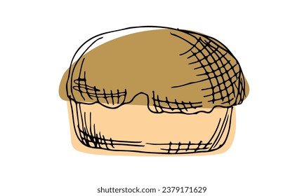 Rustic bread , vector illustration . Hand drawn sketch food illustration ,doodle flat style for various design projects such as advertising for bakery, cookbook, packaging and other design uses.