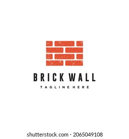 Rustic brick wall logo design vector illustration