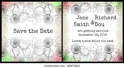 Rustic bright wedding invitation set, two sided 