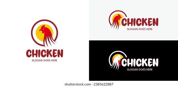 Rustic broiler head logo design, broiler rooster vector illustration