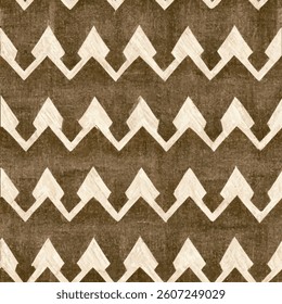 Rustic brown and cream chevron fabric pattern,  grunge lines ikat pattern, striped seamless pattern, Vector illustration background for print the paper.