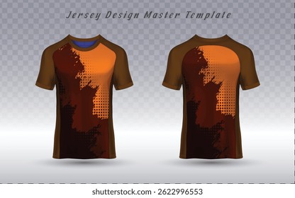 Rustic brown jersey template with an orange-to-brown gradient, distressed paint splatter details, and subtle dot texture. Ideal for vintage sports teams, urban athletic wear, or rugged outdoor apparel