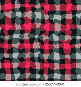 Rustic Buffalo Check with Distorted Reflections in Festive Red, Green, White and Black Tones