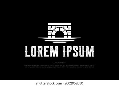 Vector de diseño del logotipo de la vía fluvial del puente de ladrillo del canal ruso