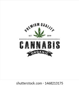Rustic Cannabis Marijuana Logo Design / Vintage retro cannabis cultivation cbd logo With a White Background 