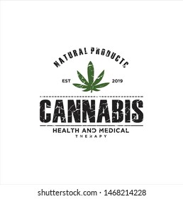 Rustic Cannabis Marijuana Logo Design / Vintage retro cannabis cultivation cbd logo With a White Background 
