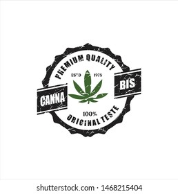 Rustic Cannabis Marijuana Logo Design / Vintage retro cannabis cultivation cbd logo With a White Background 