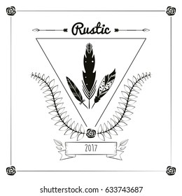 rustic card greeting feather leaves ribbon ornament