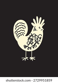 Dibujo rústico del pollo en estilo del arte popular