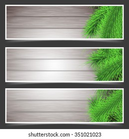 Rustic Christmas fir tree flyers collection. Vector illustration