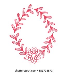 rustic circle branches with leaves and flowers